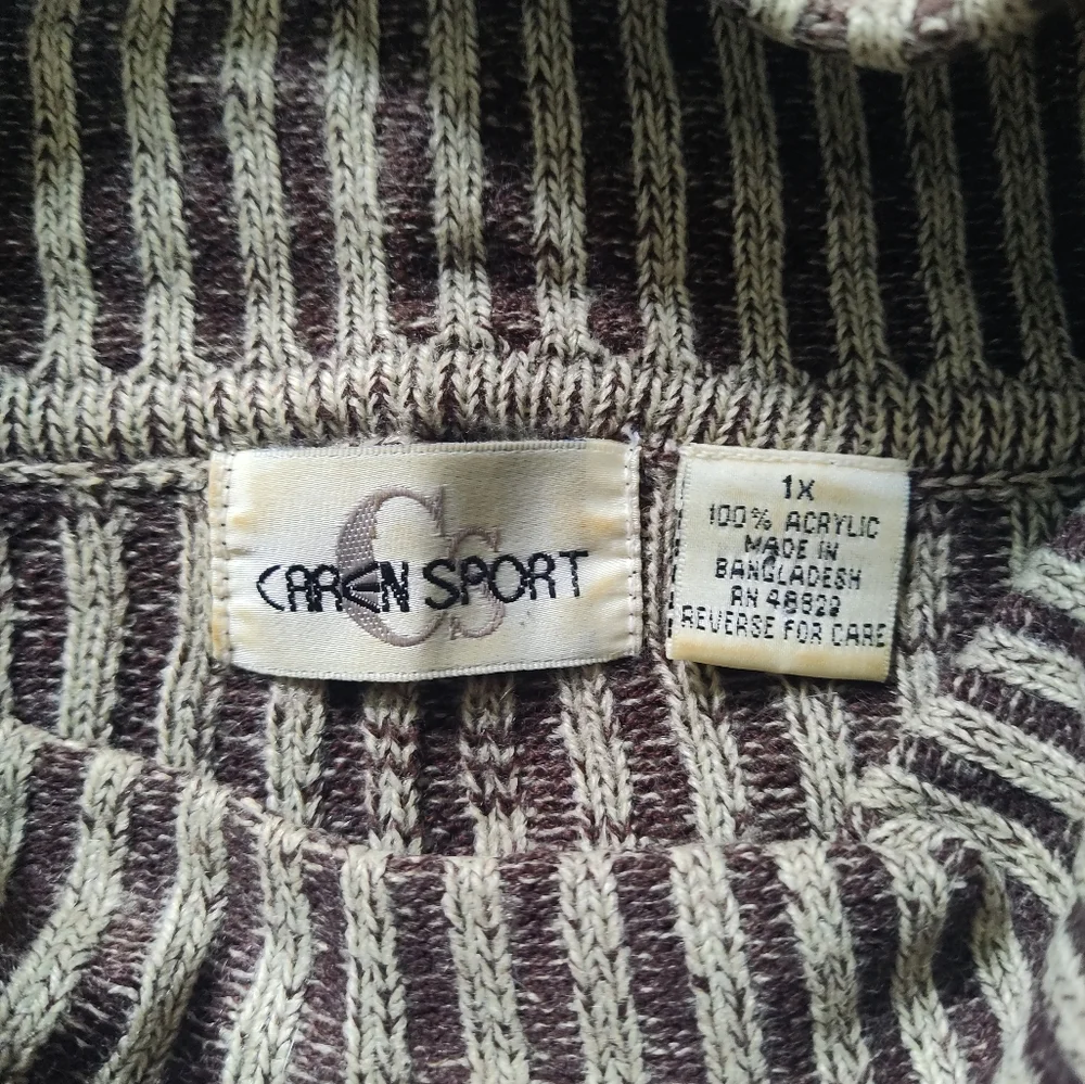 Caren Sport Tan Cowl Neck Ribbed Knit Sweater